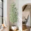 Large Artificial ficus Tree Tall Fake Pencil fig Trees Indoor Outdoor Realistic Floor Plant Faux Plastic Plants Flowers for House Home Living Room Office Front Porch Modern Farmhouse Silk Tree Decor