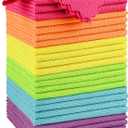 Orighty Microfiber Cleaning Cloth, 24 Pack Highly Absorbent Cleaning Rags, Household Cleaning Supplies, Reusable Lint Free Cloths Microfiber Rag for House, Kitchen, Car Care, 12x11 inch (Multicolor)