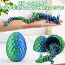 2 x 3D Printed Dragon Egg,12Crystal Dragon Inside, 3D Printed Gift, Executive Desk Toy, Figure Decor, Easter Basket Essentials (Blue-Green)