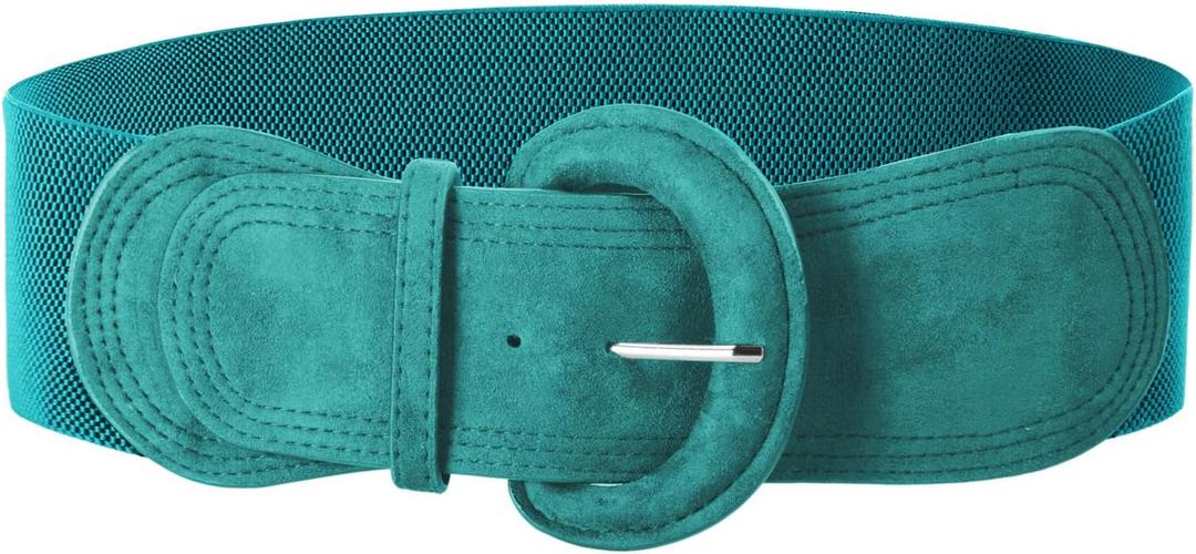 GRACE KARIN Women Elastic Belt Stretchy Wide Waist Vintage Cinch Buckle Belts for Women Girl Teal M
