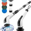 Electric Spin Scrubber, Cordless Cleaning Brush Scrubber for Home, 8 Replaceable Brush Heads-90Mins Work Time, 3 Adjustable Size, 2 Speeds for Bathroom Shower Bathtub Glass Car