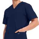 Cherokee Men's V-Neck Top Traditional fit with 4 Pockets, Ultra Soft, Durable, Fade Resistant, 2-Way Stretch Fabric - WW695 (Blue, S)