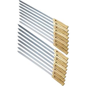 G & F Products Brazilian BBQ Skewers 16 Piece Set Stainless Steel Kabob Sticks 17-Inch Flat Blade with Hardwood Handles Reusable Commercial Grade for Grilling Meat Kebab and Outdoor Cooking