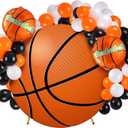 Tegeme 32 Pcs 6.5 ft Basketball Round Backdrop Cover with Aluminum Foil Balloons and Latex Balloons Sports Theme Arch Backdrop for Party Photography Birthday Party Decoration (Classic Color)