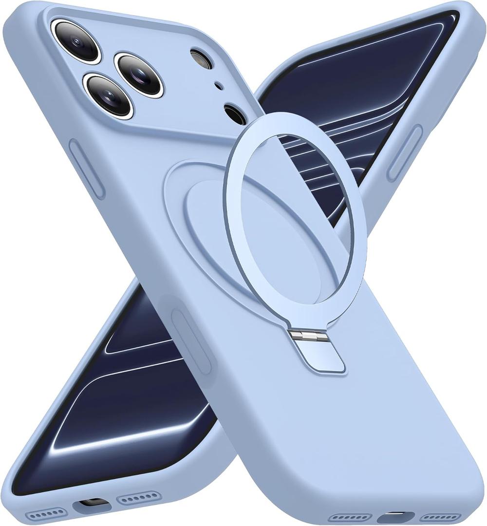 Compatible with iPhone 17 Pro Case with Magnetic Invisible Stand Compatible with Mag-Safe Military Drop Tested Shockproof Silicone iPhone 17 Pro Phone Cases for Women Men 6.3"Blue