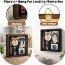 8.6'' Pet Memorial Shadow Box, Rustic Collar Holder Picture Frame, Paw Print Kit, Dog Wooden Sculpture, Pet Hair Fur Jar, Cat Memorial Keychain, Dogs Sympathy Card, Gift for Pet Lovers PSD-4R
