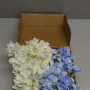 20 Pcs Blue and White Hydrangea Artificial Flowers Bulk, Faux Hydrangea Flowers Heads, Artificial Fake Silk Hydrangea Flowers with Stems, White Flowers Artificial for Decoration Wedding Dcor
