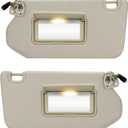 Pair of Left and Right Side Beige Sun Visor Fit for Nissan Pathfinder 2013-2018 Fit for Infiniti QX60 2014-2017, Sunvisor Replacement for 96401-9PB0A, 96400-9PB0A, with Makeup Mirror and with Light