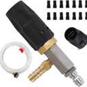 JOEJET Downstream Injector for Pressure Washer, Adjustable Chemical Injector Kit, Variable Power Washer Long Range Nozzle External Injection, 1/4 Inch Quick Connect