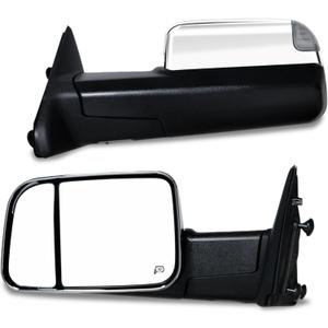 AERDM New towing mirror Chrome cap with Temperature sensor fit 2009-2015 Ram 1500, 2010-2015 Ram 2500 3500 Towing Mirrors w/Turn Signal, Puddle Lights