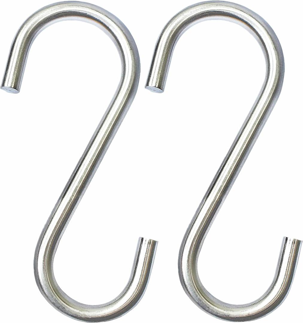 Heavy Duty S Hooks Hanging Metal Hook Large 304 Stainless Steel Diameter 5/16 in Rust Proof for Swing Hammock Garden Outdoor Tools