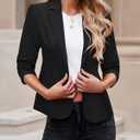 LookbookStore Blazers for Women Suit Jackets Dressy 3/4 Sleeve Blazer Business Casual Outfits for Work (Black, M)