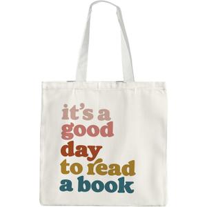 Book Lovers Canvas Tote Bag, Librarian Reading Reusable Bag, Book Tote Bag Gifts (Good Day 01)