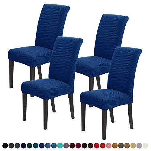Joccun Chair Covers for Dining Room Set of 4, Dining Chair Slipcovers Stretch Dining Room Chair Covers Seat Protector,Washable Parsons Chair Cover for Home,Banquet(Classic Blue,4 Pack)