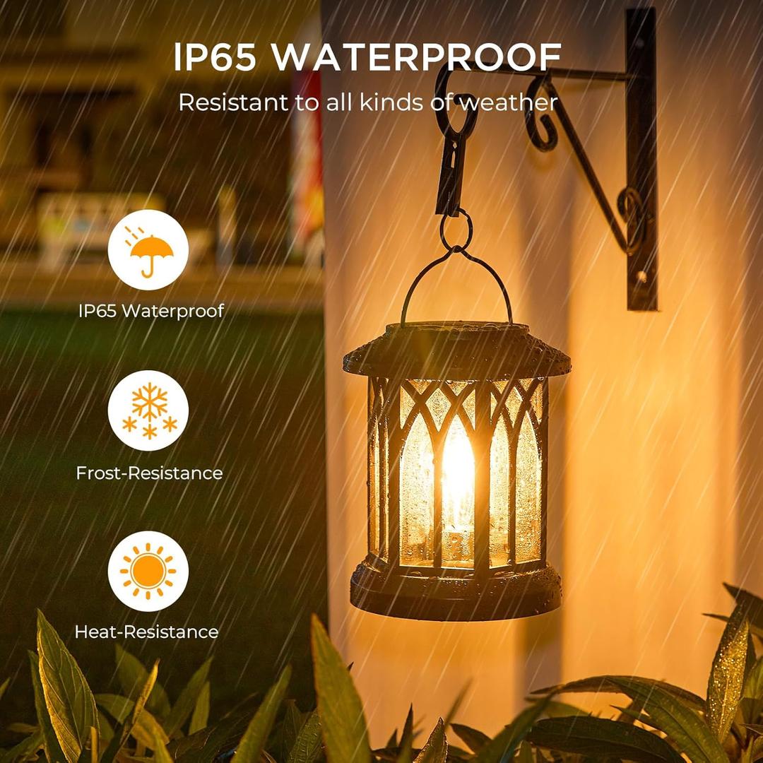WdtPro Solar Lantern Outdoor Waterproof, Upgraded Bright Hanging Solar Light for Outside,Solar Powered Lanterns Lighting LED for Garden Patio Yard Decorative  (Warm Light)