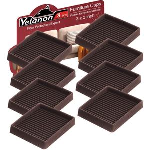 Yelanon Non Slip Furniture Pads for Hardwood Floors -8 Pcs 3 Furniture Coasters Cups, Anti Skid Furniture Grippers Rubber Feet, Floor Protectors for Furniture Bed Couch Stoppers