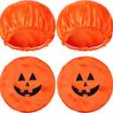 4 Pcs 11 Inch Halloween Bonnets for Sleeping Halloween Party Favors Basket Stuffers Fillers Goodie Bags Pumpkin Sleep Hat for Long Curly Hair Single Layer Scrub Cap Home Party Treat Bags Gifts