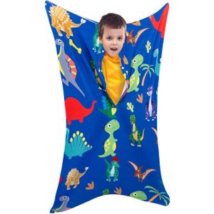 Sensory Body Sock for Kids, Full Body Sock Wrap for Autistic Children to Relieve Stress, Relaxing Sensory Sack for Kids Sensory Processing Disorder for Kids 6-9 (Medium, Dinosaur (Blue))