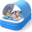 Moko Inflatable Swimming Pool with Canopy, 102"x75"x23" Large Above Ground Blow Up Pool with Shade for Adults Kids Kiddie Toddler, Big Foldable Family Pools for Backyard Garden, Blue/WhiteXL