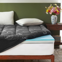 BEDLORE 4 Inch Memory Foam Mattress Topper King,2-in-1 Dual Layer Design (2" Gel Memory Foam + 2" Plush Pillow Top Cover) Mattress Topper Medium-Firm,Pressure Relief & Back Pain Support(Dark Gray)