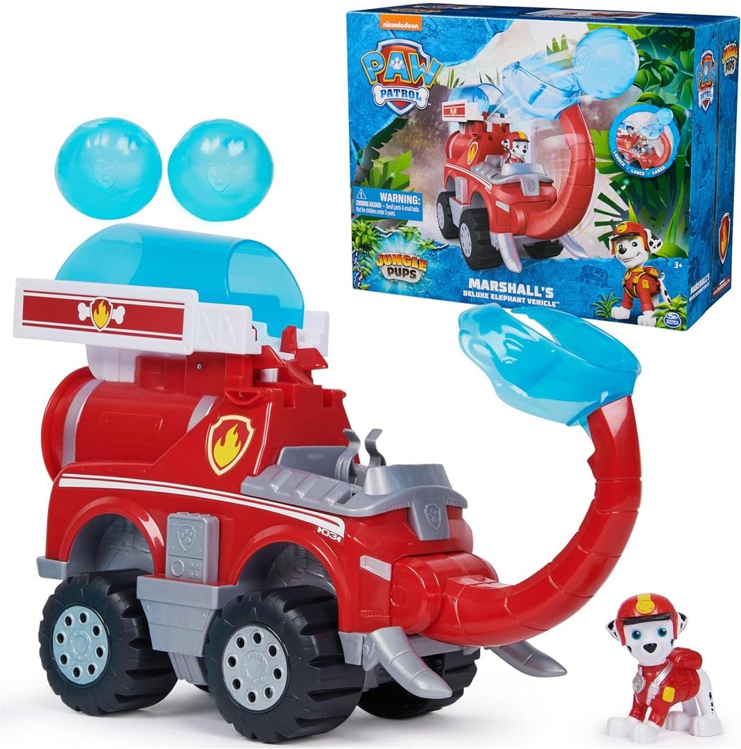 PAW Patrol Jungle Pups, Marshall Elephant Firetruck with Projectile Launcher, Toy Truck with Action Figure, Kids Toys for Boys & Girls Ages 3 and Up