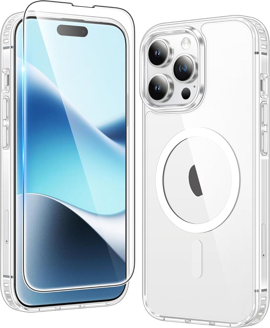 FNTCASE for iPhone 14 Pro-Max Case: Clear Transparent Magnetic Drop Protective Cases | Shockproof Slim Thin Anti-Yellowing Cover & Shatterproof Rugged Hard Crystal TPU Phonecase