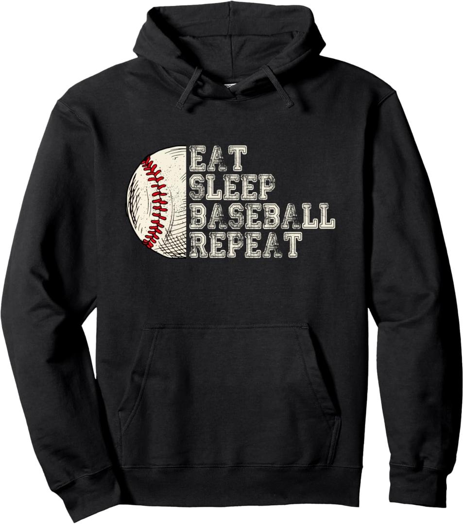 Eat Sleep Baseball Repeat Funny Baseball Player Sport Lovers Pullover Hoodie,Size M