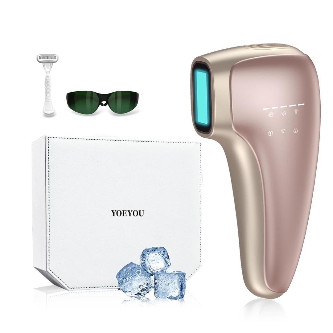 Painless IPL Laser Hair Removal for Women & Men, 39F Sapphire Ice Cooling Technology, At-Home Laser Hair Removal Device for Face, Armpits, Legs, Bikini & Whole Body, Long-Lasting Results (Pink)