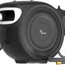 Retractable Garden Hose Reel 1/2"x130 ft, Automatic Hose Reel with 7 Pattern Nozzle,Any Length Lock Wall Mounted &180 Deg Swivel (Gray)