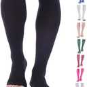 Doc Miller Open Toe Compression Socks, 20-30 mmHg, Toeless Compression Sleeves for Legs, Knee High Stockings for Shin Splints, Varicose Veins, Travel, Calf Support & Muscle Recovery, Men & Women, Pair