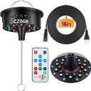 Disco Ball Motor with Light with Remote, Rotating 0/3/6/9/12/15 RPM Adjustable Speed, 16ft Detachable Power Cable/Battery/USBC Power Mode, Supports 4''  16'' Mirror Balls for Party Christmas Wedding