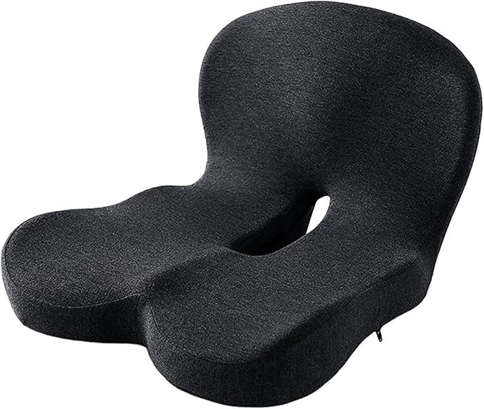 Memory Foam Contoured Seat Cushion with L-Shaped Ergonomic Design for Office Chair Car Seats  Seat Cushion for Truck Driver, Truck Car Seat Cushions for Driving Lumbar Support(Black)