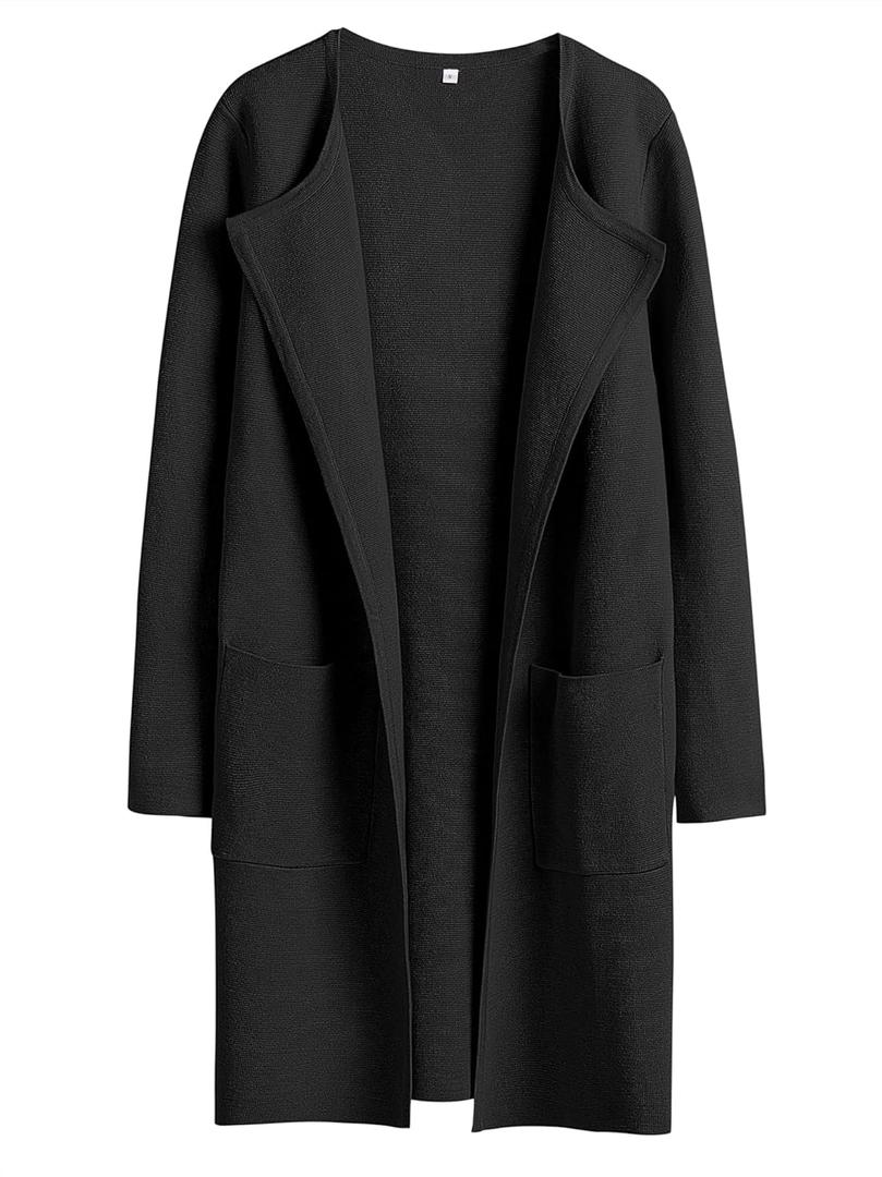 ANRABESS Womens Cardigan Sweater Open Front Knit Long Coatigan Dressy Casual Jacket Coat 2025 Fall Outfits Classy Clothes (X-Large, Black)