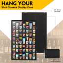 Black Shot Glass Display Case Large 61 Slots Glass Display Holder Wall Mounted Storage Shadow Box with UV Protection Acrylic Glass Door for Room Decor