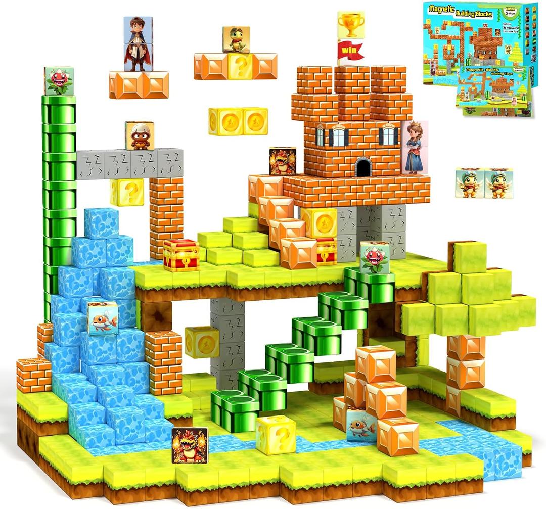 Magnetic Blocks- Magnetic Building Blocks Magnet Cube Toys Stacking, Build Forest Toys & Games Set, STEM Sensory Play, Birthday Giftsfor Kids Boys Girls Age 3-10 Years Old (54pcs 1inch)