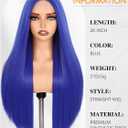 FAVE Blue Wig for Women,Synthetic Dark Blue Wig 26 Inches Middle Part Blue Wigs Natural Straight Long Blue Wigs for Daily Party and Cosplay Colorful Wig for Women