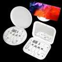 evron USB Adapter Multi Charging Cable Case 2pc Set, Micro USB Cable Gadgets Box with Phone Kickstand, USB C to Micro USB, Type C to Lightning & SIM Card Pin (1Pc White Disc+1Pc White Mirror)