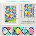 Haton Stained Glass Window Film, Rainbow Window Privacy Film, Decorative Sun Blocking Glass Clings Stickers, Static Cling Colorful Lattice Coverings Decals for Home Door 17.5" x 78.7"