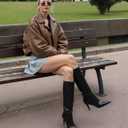 Knee High Boots Women Pointed Toe Tall Boots 3 In Stiletto High Heel Long Boots Side Zipper Dress Knee High Boots (10, Black)