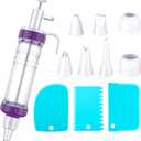 Eaasty Dessert Decorating Syringe Set, Cupcake Frosting Filling Injector with 7 Plastic Icing Nozzles and 3 Cream Scrapers Dessert Cream Piping Syringe Nozzles Kits for Cake