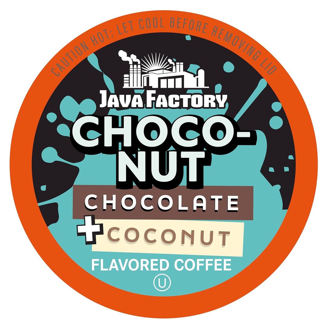 Java Factory Coffee Pods Choconut, 40 Count - Chocolate Coconut Flavored, Compatible with Keurig K Cup Brewers, Tropical Delight for Coffee Lovers - 2 pack
