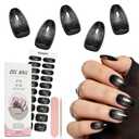JEWHITENY Semi Cured Gel Toe Nail Strips :32 Pcs UV Light Required Nail Wraps(Black),UV Gel Pedicure Stickers for Toes Salon-Quality & Long Lasting, Includes File & Wooden Stick