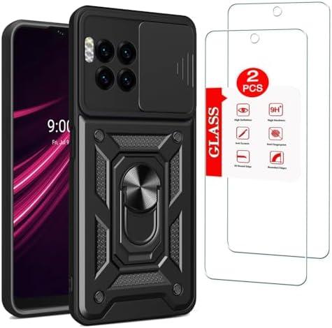 For T-Mobile Revvl 7 Pro 5G [Case with [2 Pack] Tempered Glass Screen Protector, for T-Mobile Revvl 7 Pro [Military-Grade] Heavy Duty Protective，Lens Protects Magnetic Kickstand Holder Phone Case
