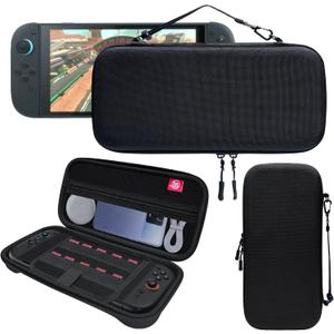 Uxilep Carrying Case Compatible with Nintendo Switch 2 (2025),Portable Hard Shell Carry Case with 10 Game Card Slots,Protective Travel Bag for Nintendo Switch 2 Console Accessories (Black)