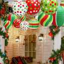 6 Pcs Christmas Paper Lantern 10" Red & Green Hanging Paper Lanterns Christmas Ceiling Hanging Decorations for Xmas Home Indoor Holiday Party Decor (Red&Green)