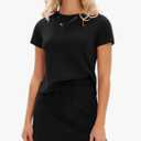 EXLURA Womens Summer 2 Piece Short Skirt Sets Short Sleeve Tshirt Matching Tennis Skort Dressy Cotton Travel Vacation Outfits, (Black, XL)
