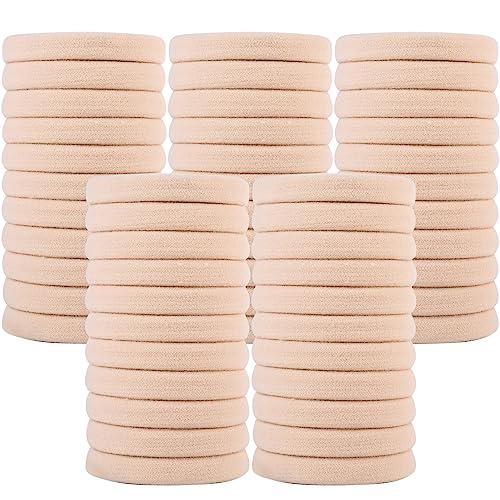 Qarwayoc 50PCS Large Blonde Hair Ties, Seamless Hair Bands, Soft Elastic Hair Ponytail Holders, No Damage, 2 Inch in Diameter