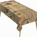 52x70 Inch Vintage Book Theme Rectangle Tablecloth Retro Old Newspaper Magazine Map Print Table Cloth Washable Durable Table Cover for Kitchen Dining Party Book Club Coffee Shop School Decor