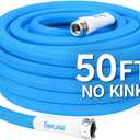 Garden Hose 50 ft, Kink-Free Triangular Prism Design | Heavy Duty Water Hose, 5/8 Inch ID, 600 PSI, Leak Free, Flexible Hybrid Polymer Yard Hose with 3/4 Inch Aluminum Fittings
