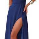 Ekaliy Womens Sexy Halter Deep V Neck Maxi Dress Sleeveless Backless Split Long Dress Size XS, Blue 